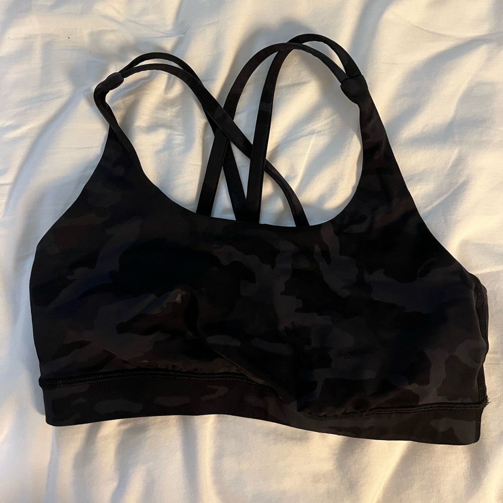 lululemon black camo sports bra